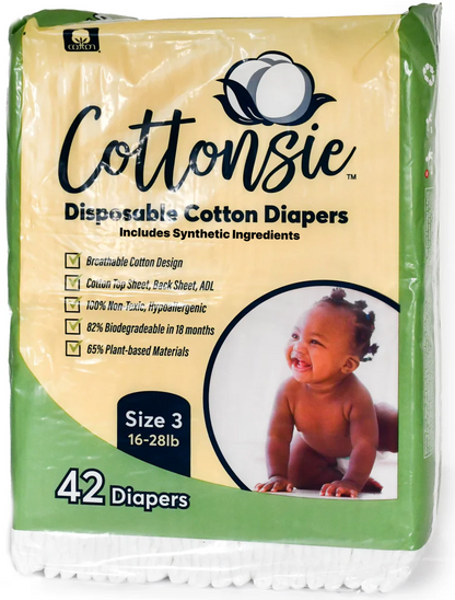 Disposable Cotton Diapers Size 3 (16 – 28 lbs)